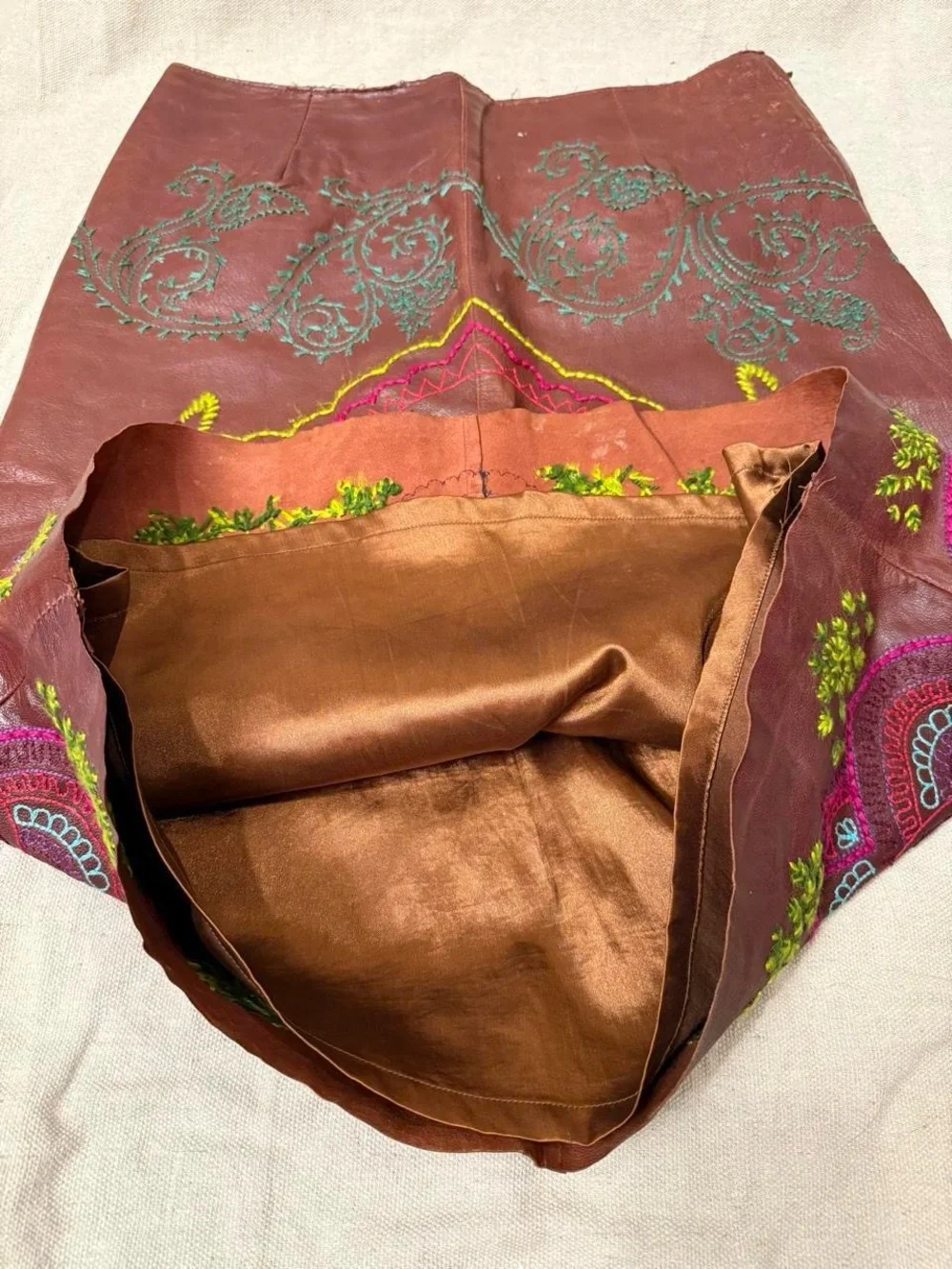 Anthropologie Sleeping on Snow leather skirt